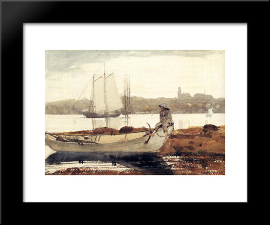 Gloucester Harbor And Dory 20x24 Black Modern Wood Framed Art Print Poster by Homer, Winslow