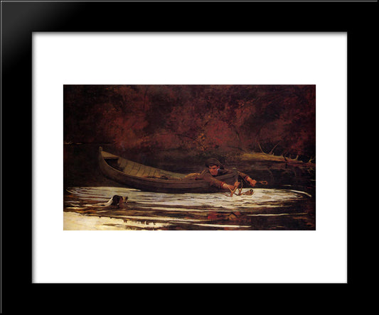 Hound And Hunter 20x24 Black Modern Wood Framed Art Print Poster by Homer, Winslow