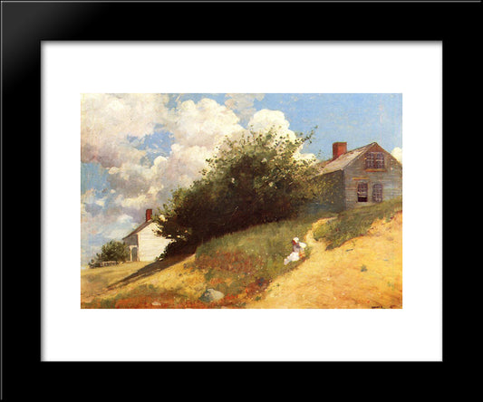 Houses On A Hill 20x24 Black Modern Wood Framed Art Print Poster by Homer, Winslow