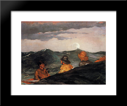 Kissing The Moon 20x24 Black Modern Wood Framed Art Print Poster by Homer, Winslow