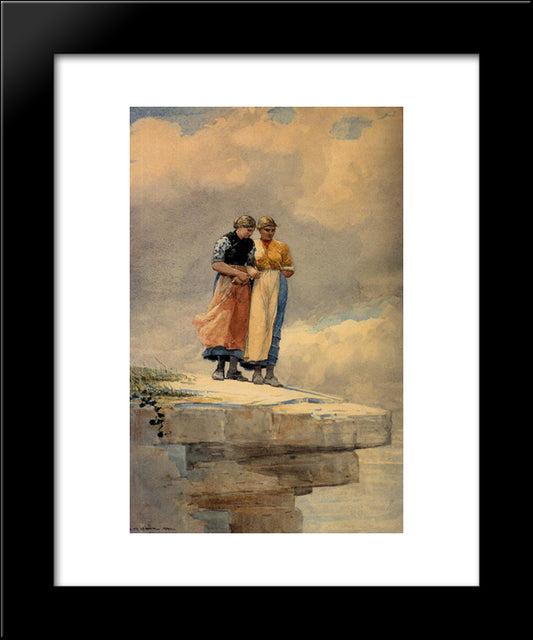 Looking Over The Cliff 20x24 Black Modern Wood Framed Art Print Poster by Homer, Winslow