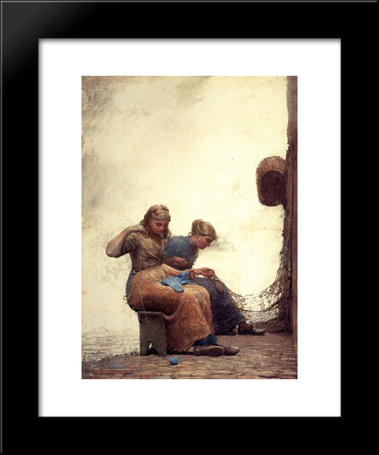 Mending The Nets 20x24 Black Modern Wood Framed Art Print Poster by Homer, Winslow