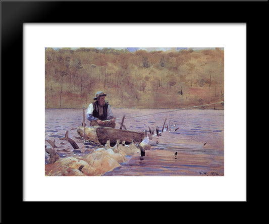 Man In A Punt, Fishing 20x24 Black Modern Wood Framed Art Print Poster by Homer, Winslow