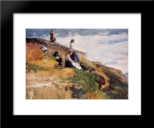 On The Cliff 20x24 Black Modern Wood Framed Art Print Poster by Homer, Winslow