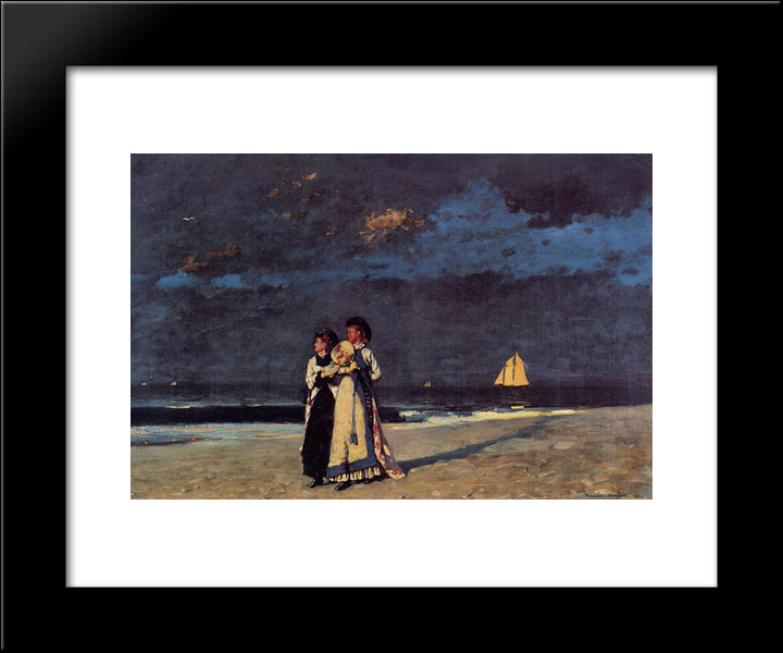 Promenade On The Beach 20x24 Black Modern Wood Framed Art Print Poster by Homer, Winslow