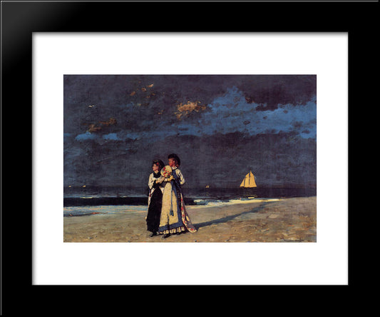 Promenade On The Beach 20x24 Black Modern Wood Framed Art Print Poster by Homer, Winslow