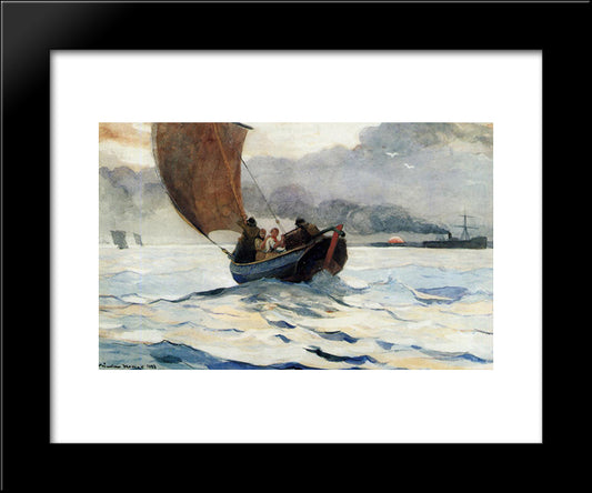 Returning Fishing Boats 20x24 Black Modern Wood Framed Art Print Poster by Homer, Winslow
