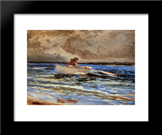 Rowing At Prout'S Neck 20x24 Black Modern Wood Framed Art Print Poster by Homer, Winslow