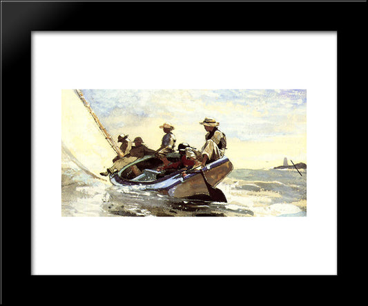 Sailing The Catboat 20x24 Black Modern Wood Framed Art Print Poster by Homer, Winslow