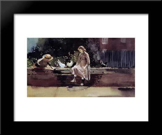 The Farmyard Wall 20x24 Black Modern Wood Framed Art Print Poster by Homer, Winslow