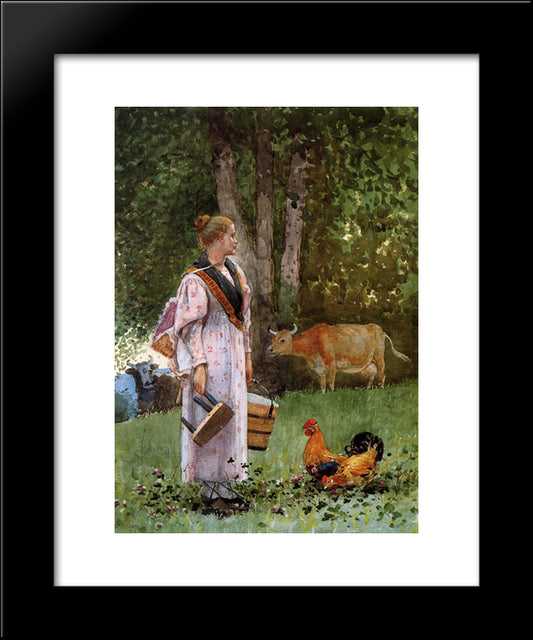 The Milk Maid 20x24 Black Modern Wood Framed Art Print Poster by Homer, Winslow