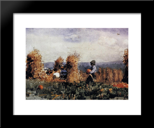The Pumpkin Patch 20x24 Black Modern Wood Framed Art Print Poster by Homer, Winslow