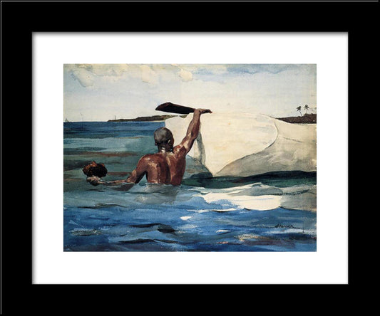 The Sponge Diver 20x24 Black Modern Wood Framed Art Print Poster by Homer, Winslow