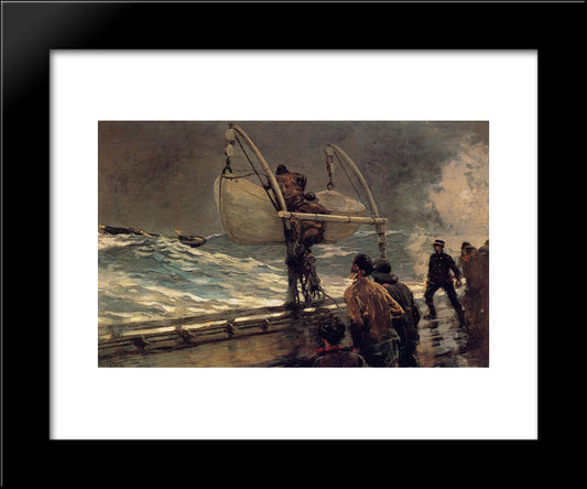 The Signal Of Distress 20x24 Black Modern Wood Framed Art Print Poster by Homer, Winslow