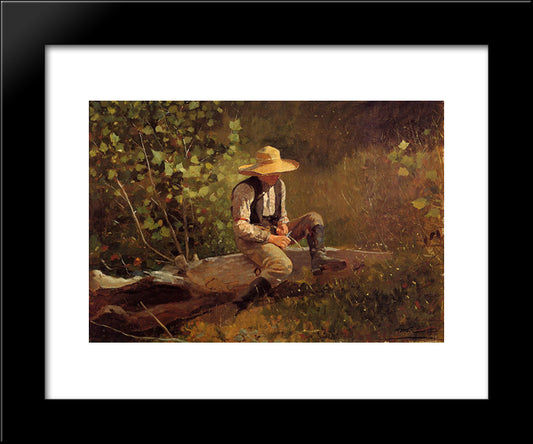 The Whittling Boy 20x24 Black Modern Wood Framed Art Print Poster by Homer, Winslow