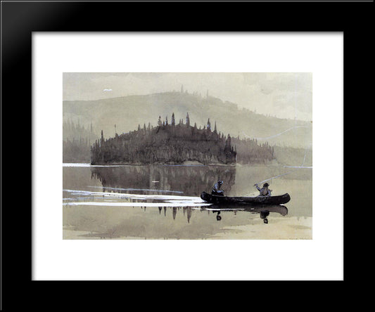 Two Men In A Canoe 20x24 Black Modern Wood Framed Art Print Poster by Homer, Winslow