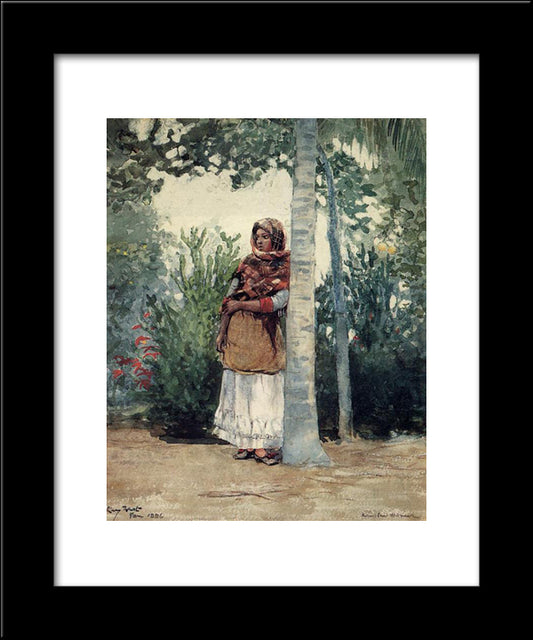 Under A Palm Tree 20x24 Black Modern Wood Framed Art Print Poster by Homer, Winslow
