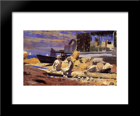 Waiting For The Boats 20x24 Black Modern Wood Framed Art Print Poster by Homer, Winslow