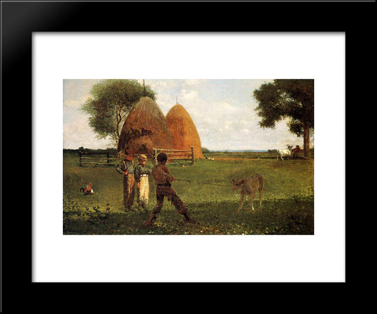 Weaning The Calf 20x24 Black Modern Wood Framed Art Print Poster by Homer, Winslow