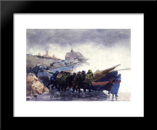 Watching The Tempest 20x24 Black Modern Wood Framed Art Print Poster by Homer, Winslow