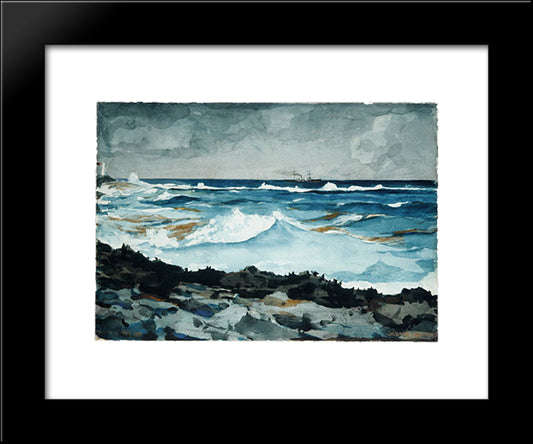 Shore And Surf, Nassau 20x24 Black Modern Wood Framed Art Print Poster by Homer, Winslow
