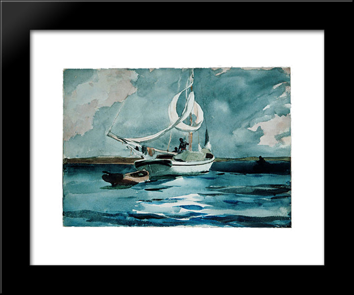 Sloop, Nassau 20x24 Black Modern Wood Framed Art Print Poster by Homer, Winslow