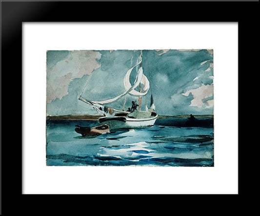 Sloop, Nassau 20x24 Black Modern Wood Framed Art Print Poster by Homer, Winslow