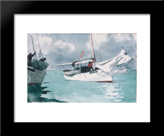 Fishing Boats, Key West 20x24 Black Modern Wood Framed Art Print Poster by Homer, Winslow