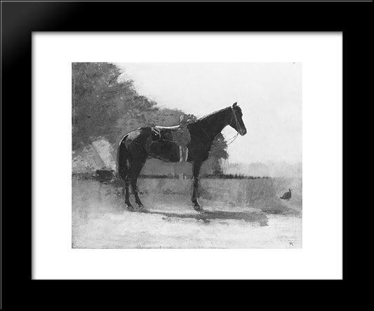 Saddle Horse In Farm Yard 20x24 Black Modern Wood Framed Art Print Poster by Homer, Winslow