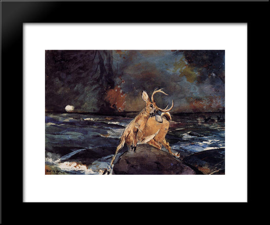 A Good Shot, Adirondacks 20x24 Black Modern Wood Framed Art Print Poster by Homer, Winslow