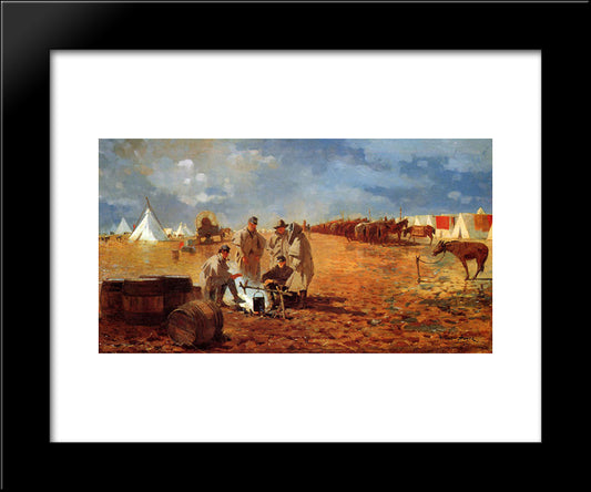 A Rainy Day In Camp 20x24 Black Modern Wood Framed Art Print Poster by Homer, Winslow