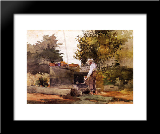 At The Well 20x24 Black Modern Wood Framed Art Print Poster by Homer, Winslow
