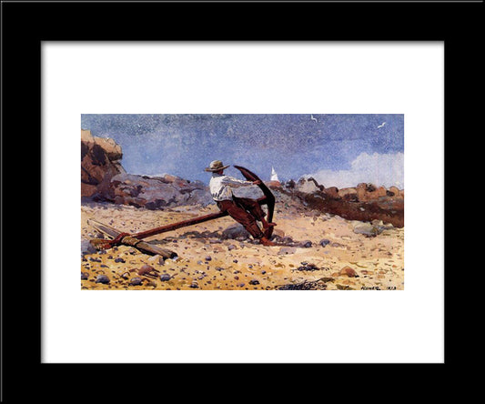 Boy With Anchor 20x24 Black Modern Wood Framed Art Print Poster by Homer, Winslow