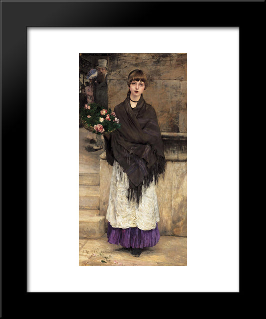 Marchande De Fleurs A Londre 20x24 Black Modern Wood Framed Art Print Poster by Bastien Lepage, Jules