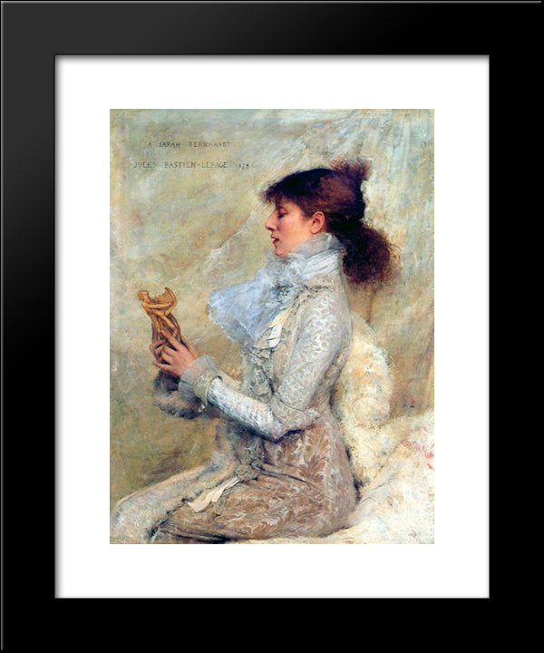 Portrait Of Sarah Bernhardt 20x24 Black Modern Wood Framed Art Print Poster by Bastien Lepage, Jules