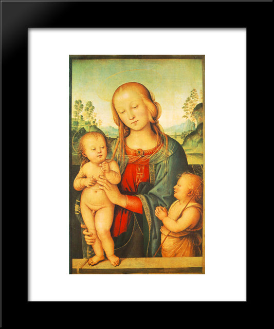 Madonna With Child And Little St John 20x24 Black Modern Wood Framed Art Print Poster by Perugino, Pietro