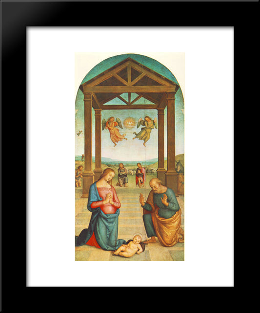 St Augustin Polyptych: The Presepio 20x24 Black Modern Wood Framed Art Print Poster by Perugino, Pietro