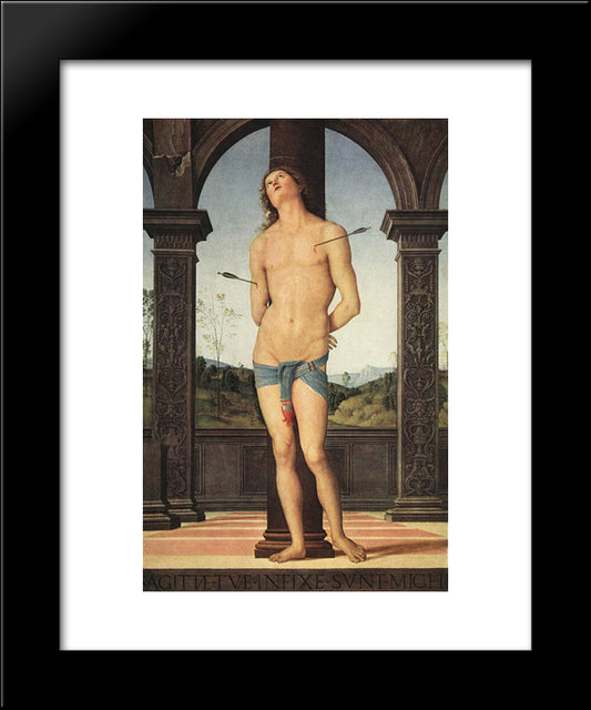 St Sebastian 20x24 Black Modern Wood Framed Art Print Poster by Perugino, Pietro