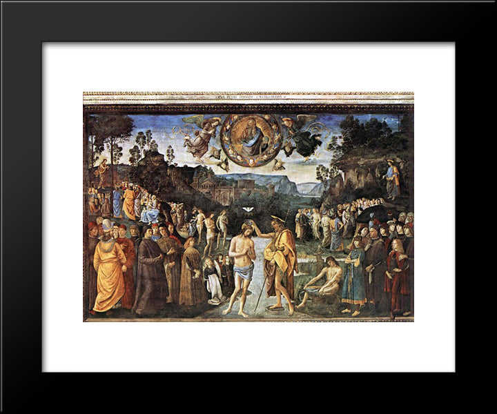 Baptism Of Christ 20x24 Black Modern Wood Framed Art Print Poster by Perugino, Pietro