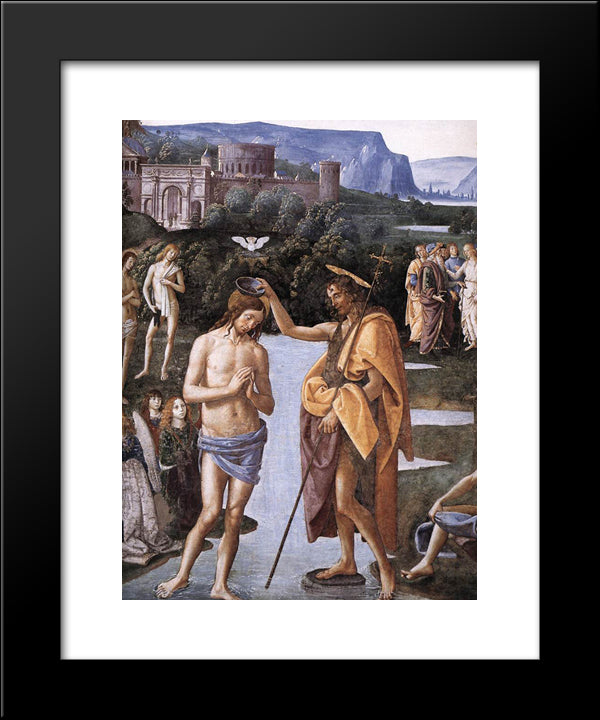 Baptism Of Christ [Detail: 1] 20x24 Black Modern Wood Framed Art Print Poster by Perugino, Pietro