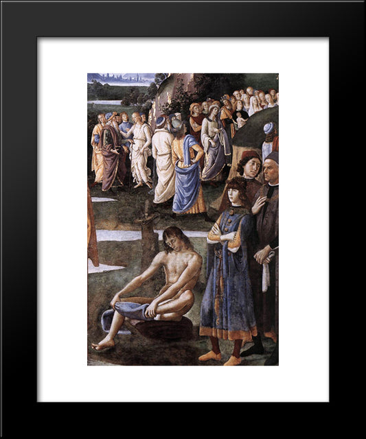 Baptism Of Christ [Detail: 6] 20x24 Black Modern Wood Framed Art Print Poster by Perugino, Pietro