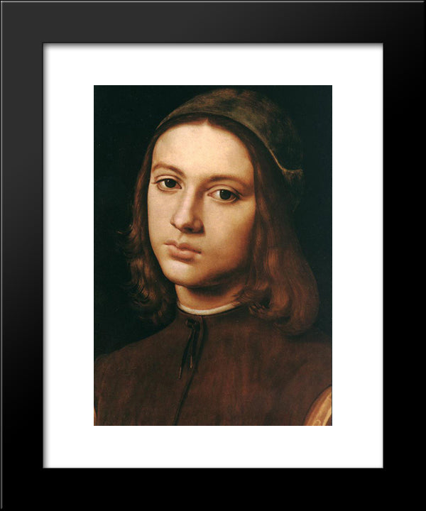 Portrait Of A Young Man (Detail) 20x24 Black Modern Wood Framed Art Print Poster by Perugino, Pietro