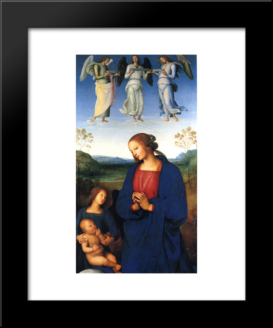 Virgin And Child With Angels 20x24 Black Modern Wood Framed Art Print Poster by Perugino, Pietro