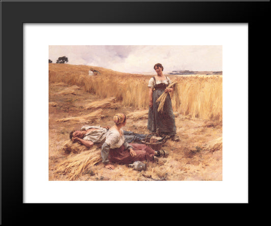 Moissonneurs A Mont'Saint'Pere 20x24 Black Modern Wood Framed Art Print Poster by L'Hermitte, Leon Augustin