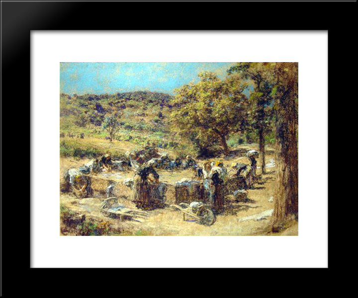 Washday 20x24 Black Modern Wood Framed Art Print Poster by L'Hermitte, Leon Augustin
