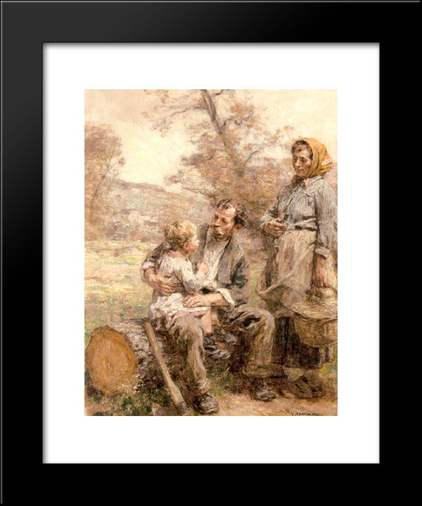 Le Dejeuner Du Bucheron 20x24 Black Modern Wood Framed Art Print Poster by L'Hermitte, Leon Augustin
