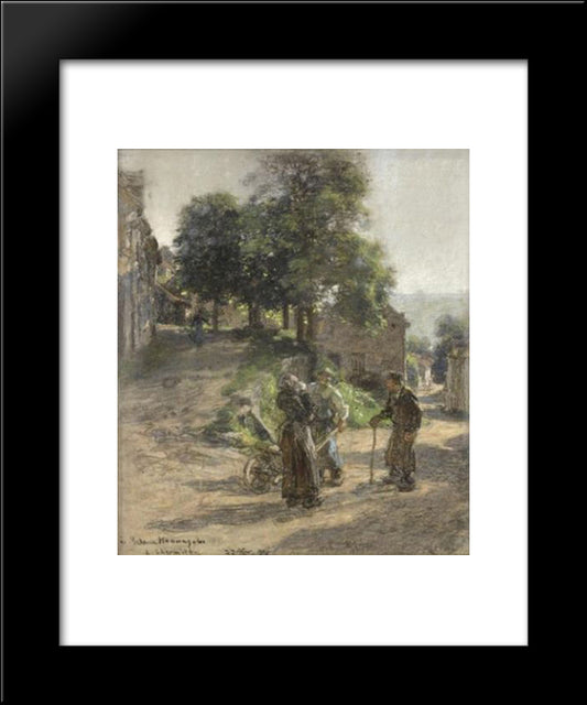 Paysans Discutant A Mont Saint Pere 20x24 Black Modern Wood Framed Art Print Poster by L'Hermitte, Leon Augustin