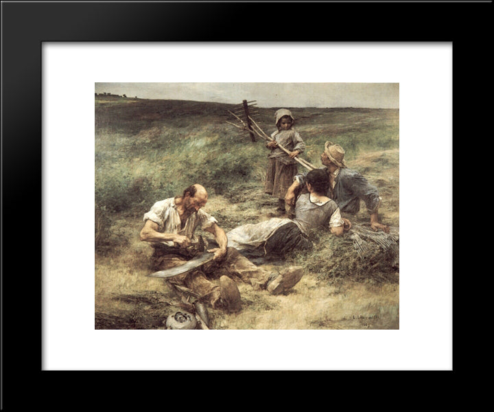 La Fenaison 20x24 Black Modern Wood Framed Art Print Poster by L'Hermitte, Leon Augustin