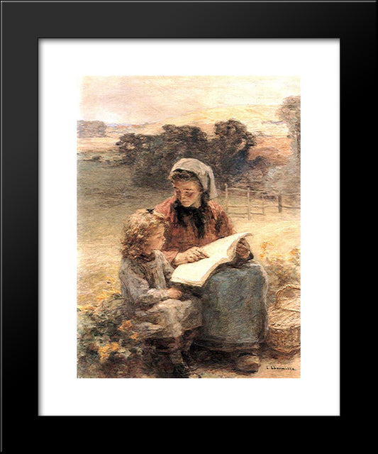 La Lecon De Lecture 20x24 Black Modern Wood Framed Art Print Poster by L'Hermitte, Leon Augustin