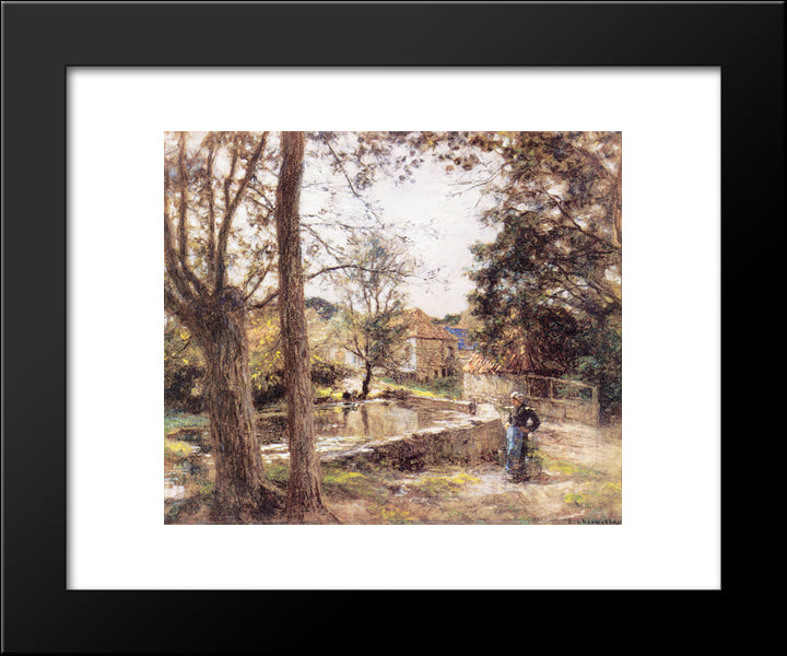 Le Lavoir Pres De La Ferme D'Erlan (Pas'De'Calais) 20x24 Black Modern Wood Framed Art Print Poster by L'Hermitte, Leon Augustin